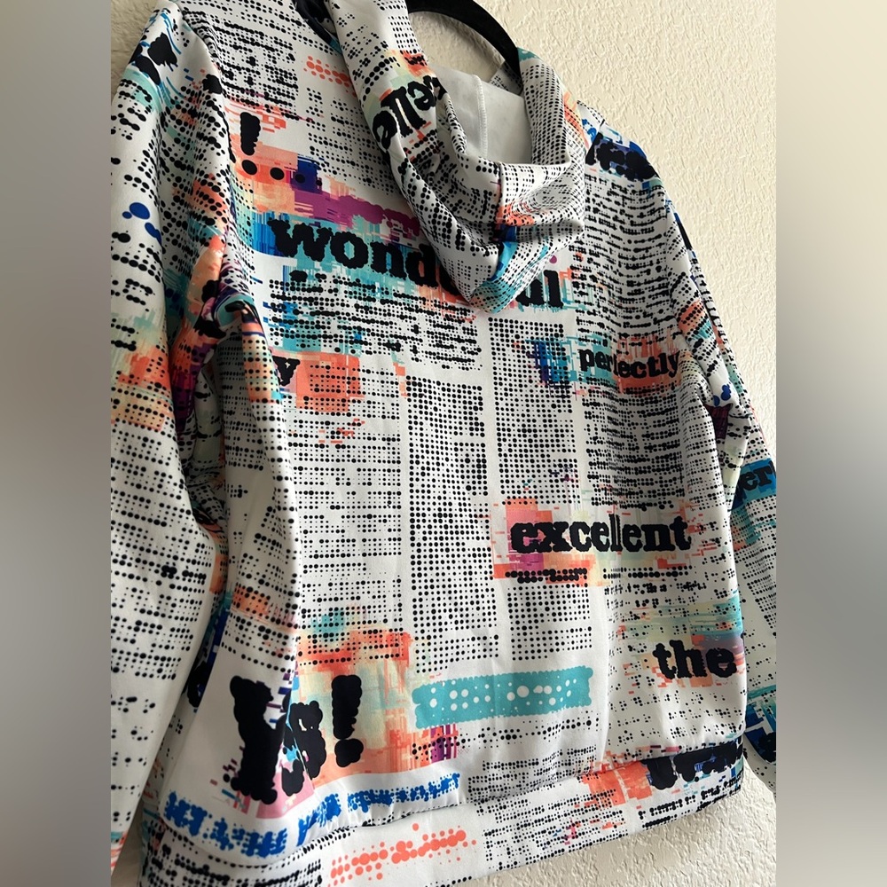 Graffiti Print Hoodie XL Y2K Harajuku Colorful Streetwear Pop Art Urban Fashion - Picture 3 of 10
